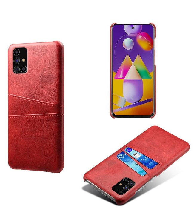 KSQ Rood Pasjeshouder Faux Lederen Hoesje voor de Samsung Galaxy M31s