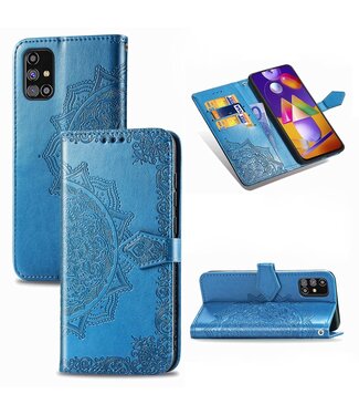 Blauw Mandala Bloem Bookcase Hoesje Samsung Galaxy M31s
