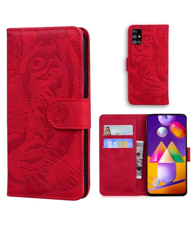 Rood Tijger Bookcase Hoesje voor de Samsung Galaxy M31s