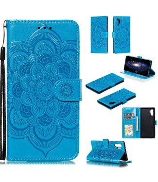 Blauw Mandala Bloem Bookcase Hoesje Samsung Galaxy Note 10 Plus
