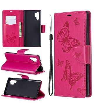 Roze Vlinder Bookcase Hoesje Samsung Galaxy Note 10 Plus