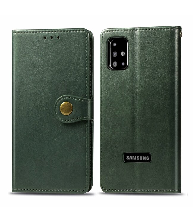 Legergroen Wallet Bookcase Hoesje voor de Samsung Galaxy A51