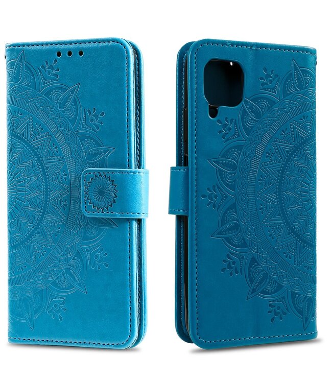 Blauw Bloem Bookcase Hoesje voor de Samsung Galaxy A42 (5G)