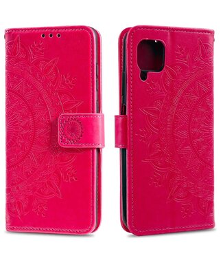 Rood Bloem Bookcase Hoesje Samsung Galaxy A42 (5G)