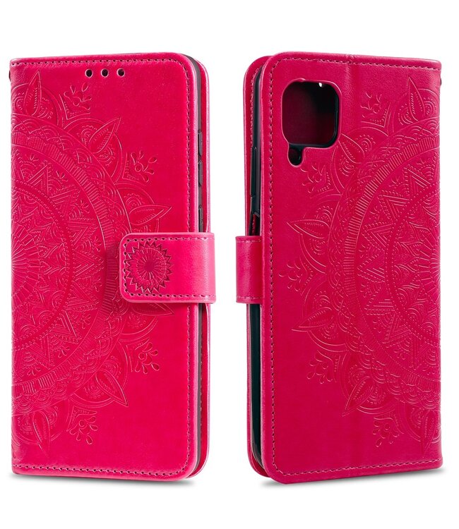 Rood Bloem Bookcase Hoesje voor de Samsung Galaxy A42 (5G)