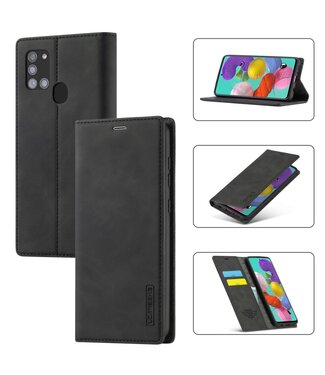 Zwart Wallet Stand Bookcase Hoesje Samsung Galaxy A21s