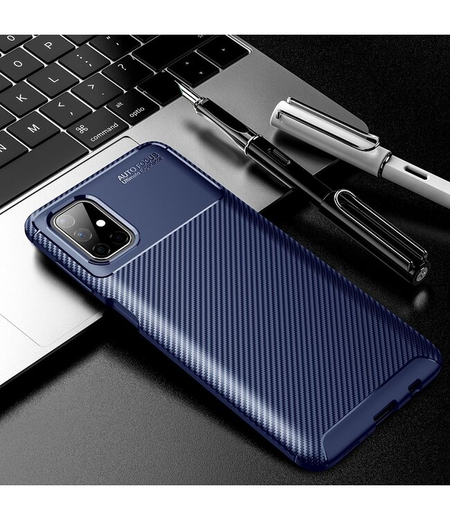 Blauw Carbonlook TPU Hoesje voor de Samsung Galaxy M51