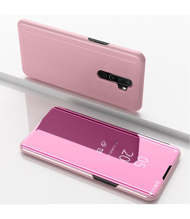 Rosegoud Spiegel Bookcase Hoesje voor de Oppo A5 (2020) / A9 (2020)