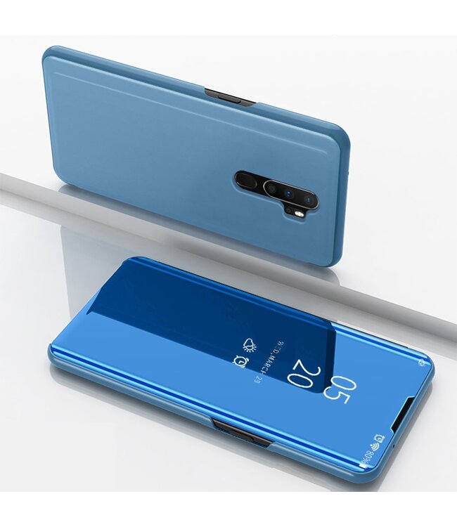 Blauw Spiegel Bookcase Hoesje voor de Oppo A5 (2020) / A9 (2020)