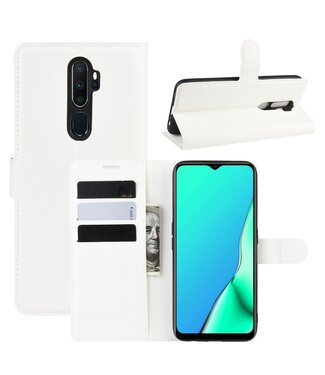 Wit Litchee Bookcase Hoesje Oppo A5 (2020) / A9 (2020)
