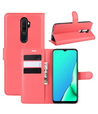 Rood Litchee Bookcase Hoesje Oppo A5 (2020) / A9 (2020)