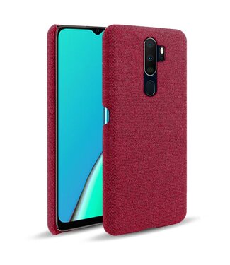 Ksq Rood Stoffen Hardcase Hoesje Oppo A5 (2020) / A9 (2020)