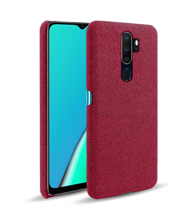 Ksq KSQ Rood Stoffen Hardcase Hoesje voor de Oppo A5 (2020) / A9 (2020)