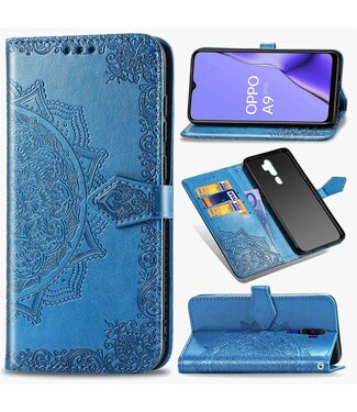 Blauw Mandala Bloem Bookcase Hoesje Oppo A5 (2020) / A9 (2020)