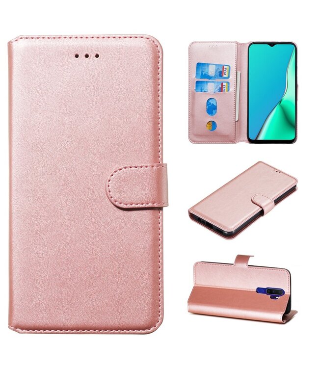 Rosegoud Bookcase Hoesje voor de Oppo A5 (2020) / A9 (2020)