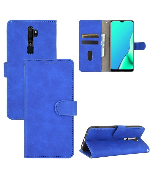 Blauw Effen Bookcase Hoesje voor de Oppo A5 (2020) / A9 (2020)