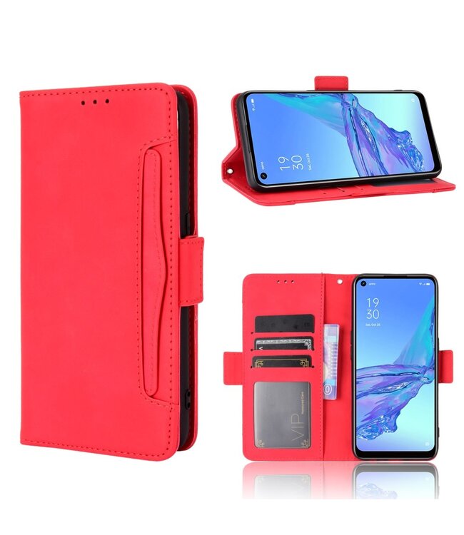 Rood Multi-Slot Bookcase Hoesje voor de Oppo A53 / A53s