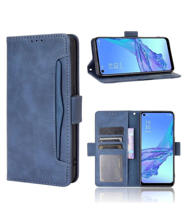 Blauw Multi-Slot Bookcase Hoesje voor de Oppo A53 / A53s