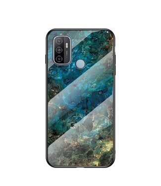 Blauw / Groen Marmer Design Hardcase Hoesje Oppo A53 / A53s