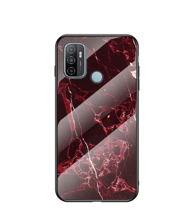 Rood Marmer Design Hardcase Hoesje voor de Oppo A53 / A53s