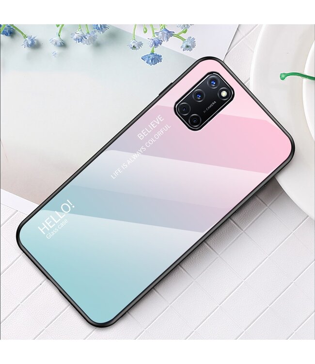 Roze / Cyaan Gradient Hybrid Hoesje voor de Oppo A52 / A72 / A92