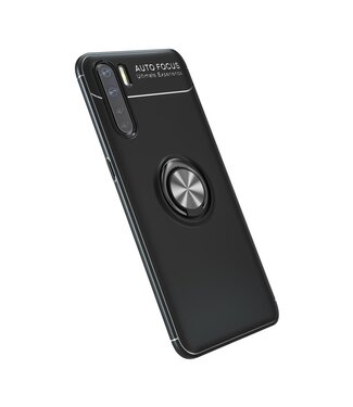 Zwart Ring Kickstand TPU Hoesje Oppo Reno3 / A91