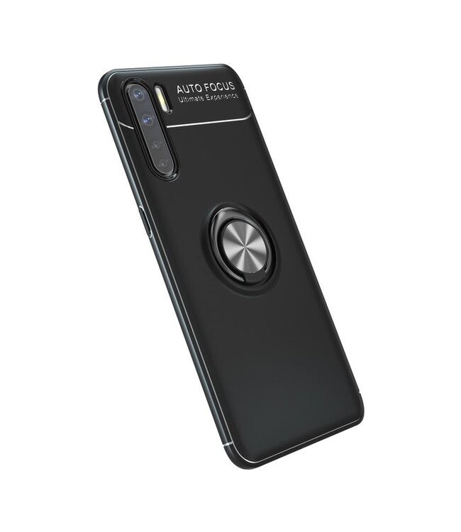 Zwart Ring Kickstand TPU Hoesje voor de Oppo Reno3 / A91