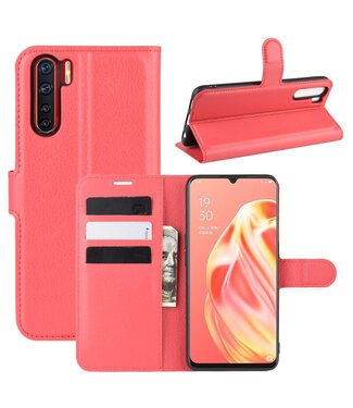 Rood Litchee Bookcase Hoesje Oppo Reno3 / A91