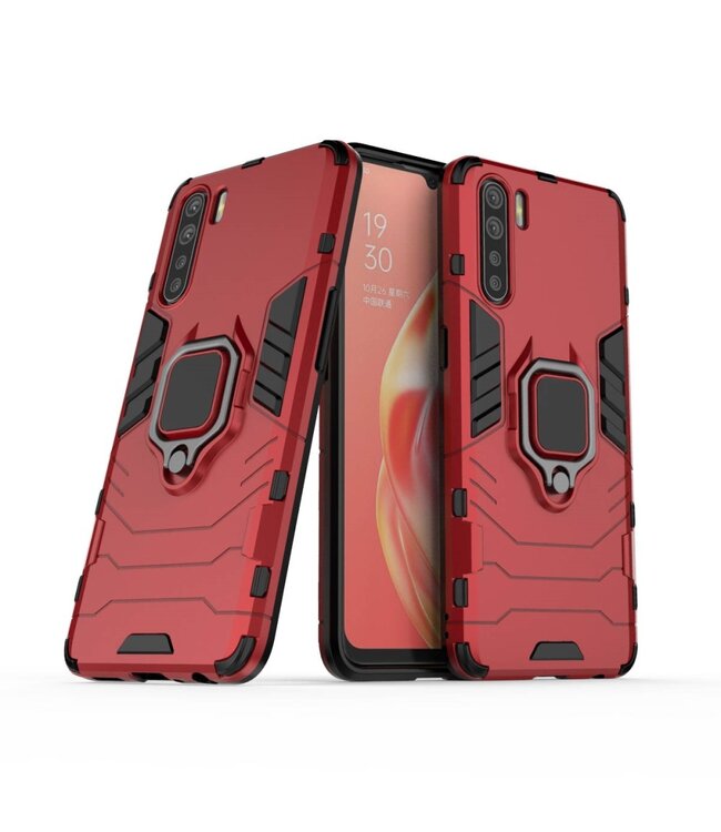 Rood Ring Houder Hybrid Hoesje voor de Oppo Reno3 / A91