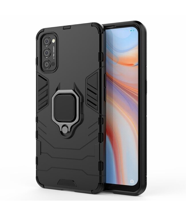 IMAK Zwart Kickstand Hybrid Hoesje voor de Oppo Reno4 5G