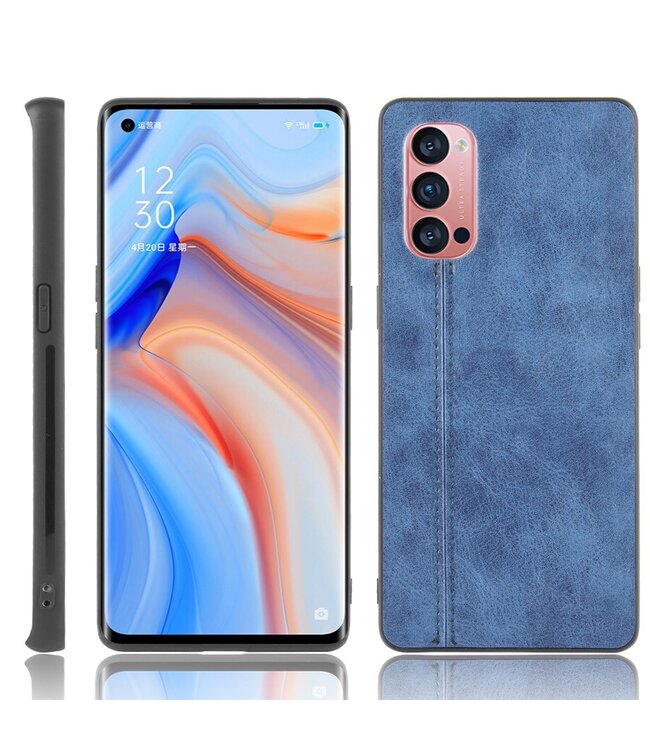 Blauw Faux Lederen Hoesje voor de Oppo Reno4 Pro 5G