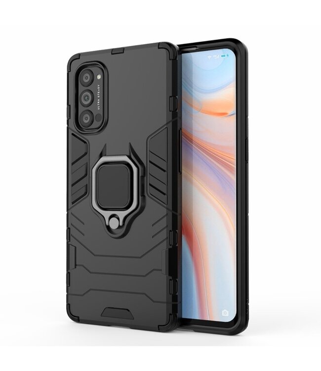 IMAK Zwart Kickstand Hybrid Hoesje voor de Oppo Reno4 Pro 5G