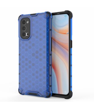 Blauw Honingraat Hybrid Hoesje Oppo Reno4 Pro 5G