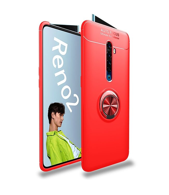 Rood Ring Kickstand TPU Hoesje voor de Oppo Reno2