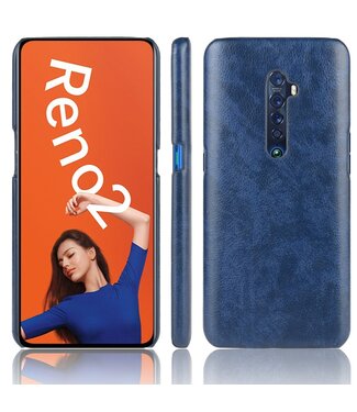 Blauw Litchee Hardcase Hoesje Oppo Reno2