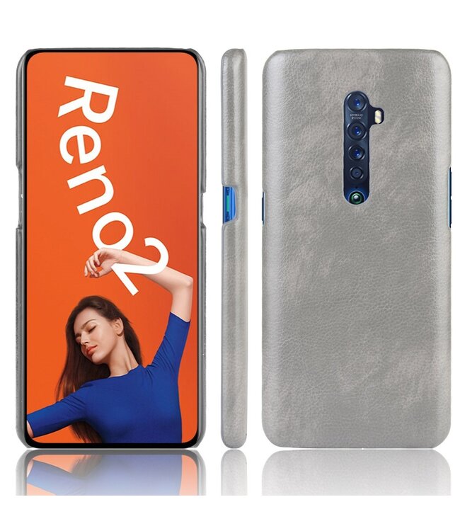 Grijs Litchee Hardcase Hoesje voor de Oppo Reno2