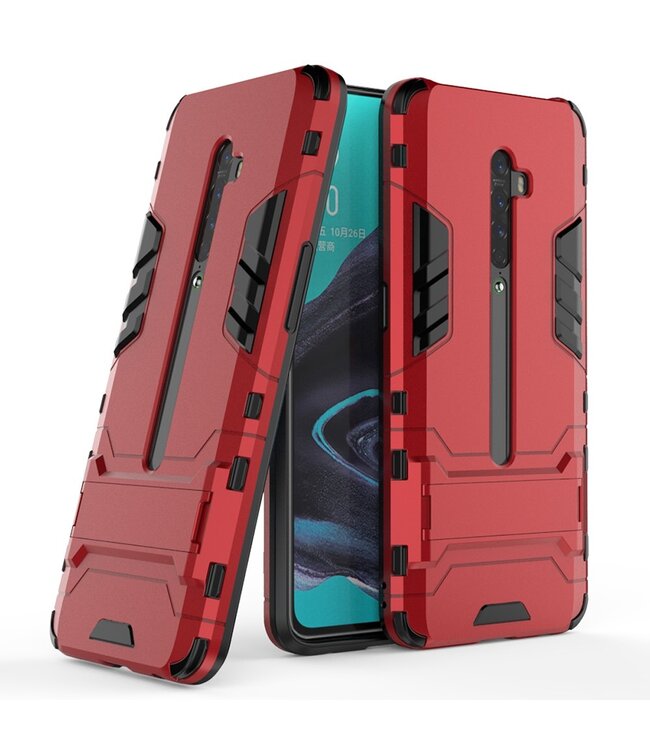 Azns Rood Kickstand Hybrid Hoesje voor de Oppo Reno2