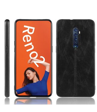 Zwart Faux Lederen Hybrid Hoesje Oppo Reno2