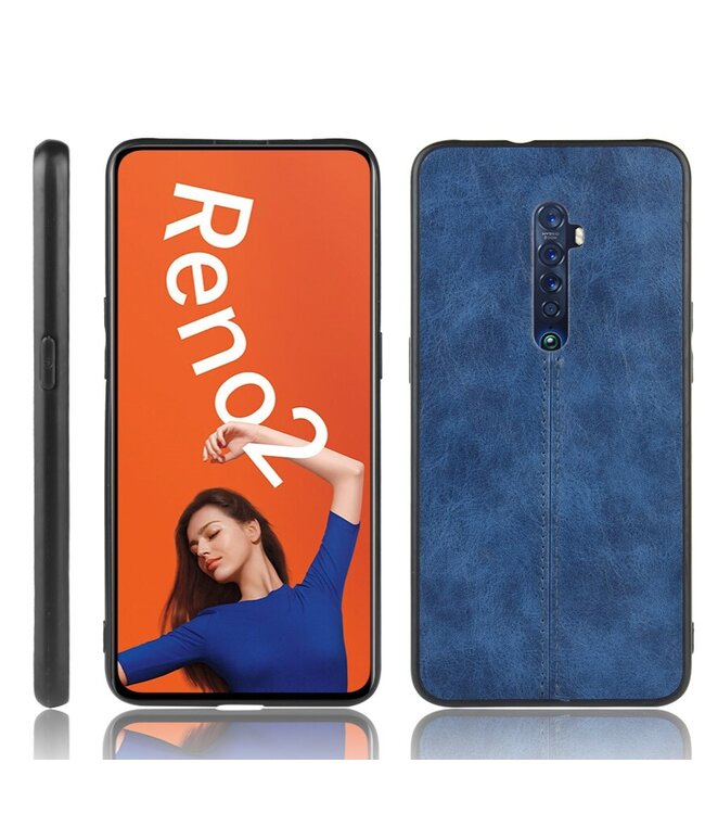 Vili DMX Blauw Faux Lederen Hybrid Hoesje voor de Oppo Reno2