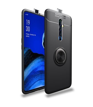 Zwart Ring Kickstand TPU Hoesje Oppo Reno2 Z