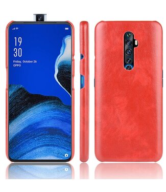 Rood Litchee Faux Lederen Hoesje Oppo Reno2 Z