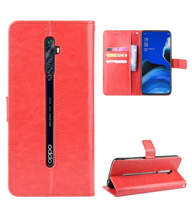 Rood Bookcase Hoesje voor de Oppo Reno2 Z