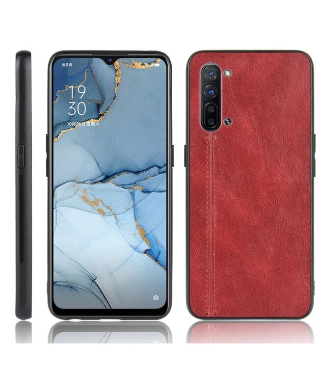 Rood Faux Lederen Hybrid Hoesje voor de Oppo Find X2 Lite