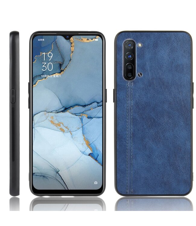 Blauw Faux Lederen Hybrid Hoesje voor de Oppo Find X2 Lite