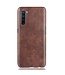 Bruin Litchee Faux Lederen Hoesje voor de Oppo Find X2 Lite