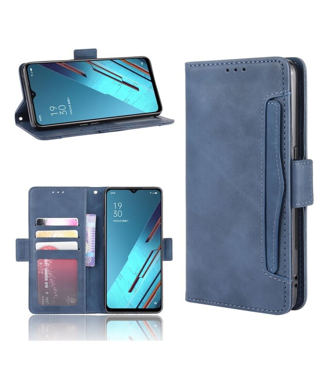 Blauw Pasjeshouder Bookcase Hoesje voor de Oppo Find X2 Lite