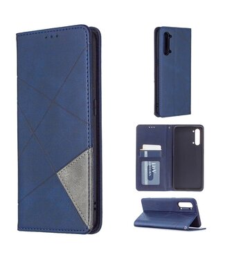 Blauw Geometrisch Patroon Bookcase Hoesje Oppo Find X2 Lite