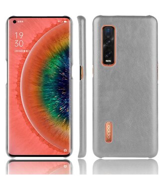 Grijs Litchee Hardcase Hoesje Oppo Find X2 Pro