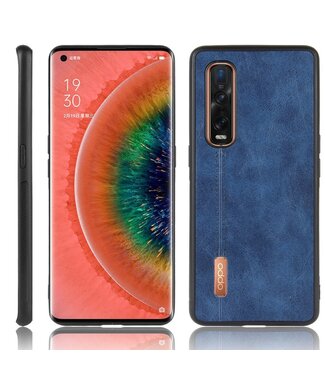 Blauw Faux Lederen Hybrid Hoesje Oppo Find X2 Pro