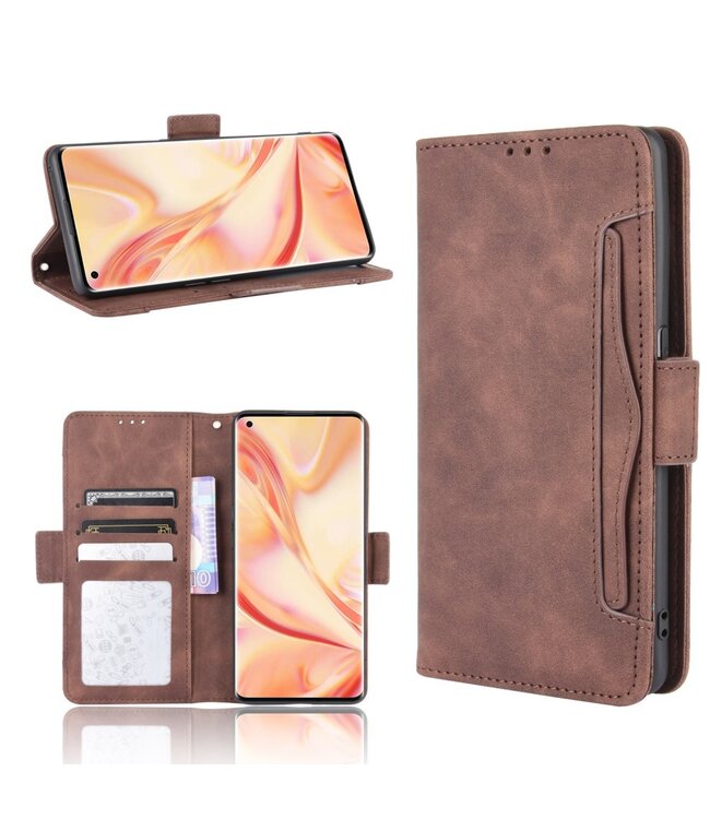 Bruin Faux Lederen Bookcase Hoesje voor de Oppo Find X2 Pro